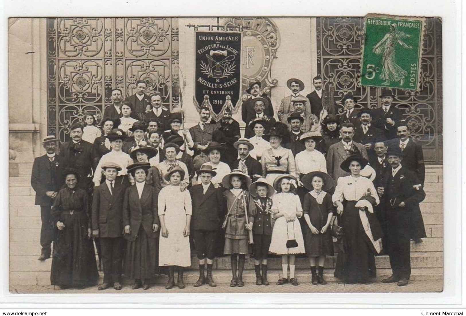 NEUILLY SUR SEINE : Carte Photo De L'union Amicale Des Pêcheurs à La Ligne En 1910 - Très Bon état - Neuilly Sur Seine