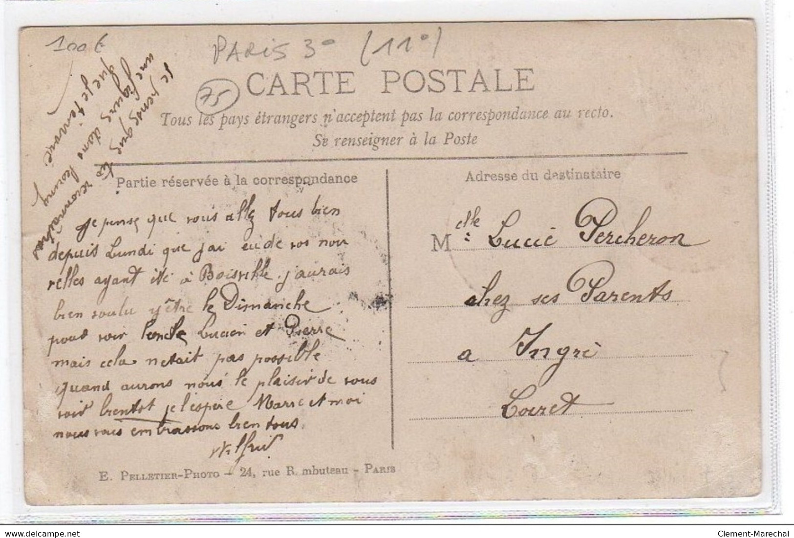 PARIS : Carte Photo D'un Café Vers 1910 - Bon état (un Coin Plié) - Distretto: 03