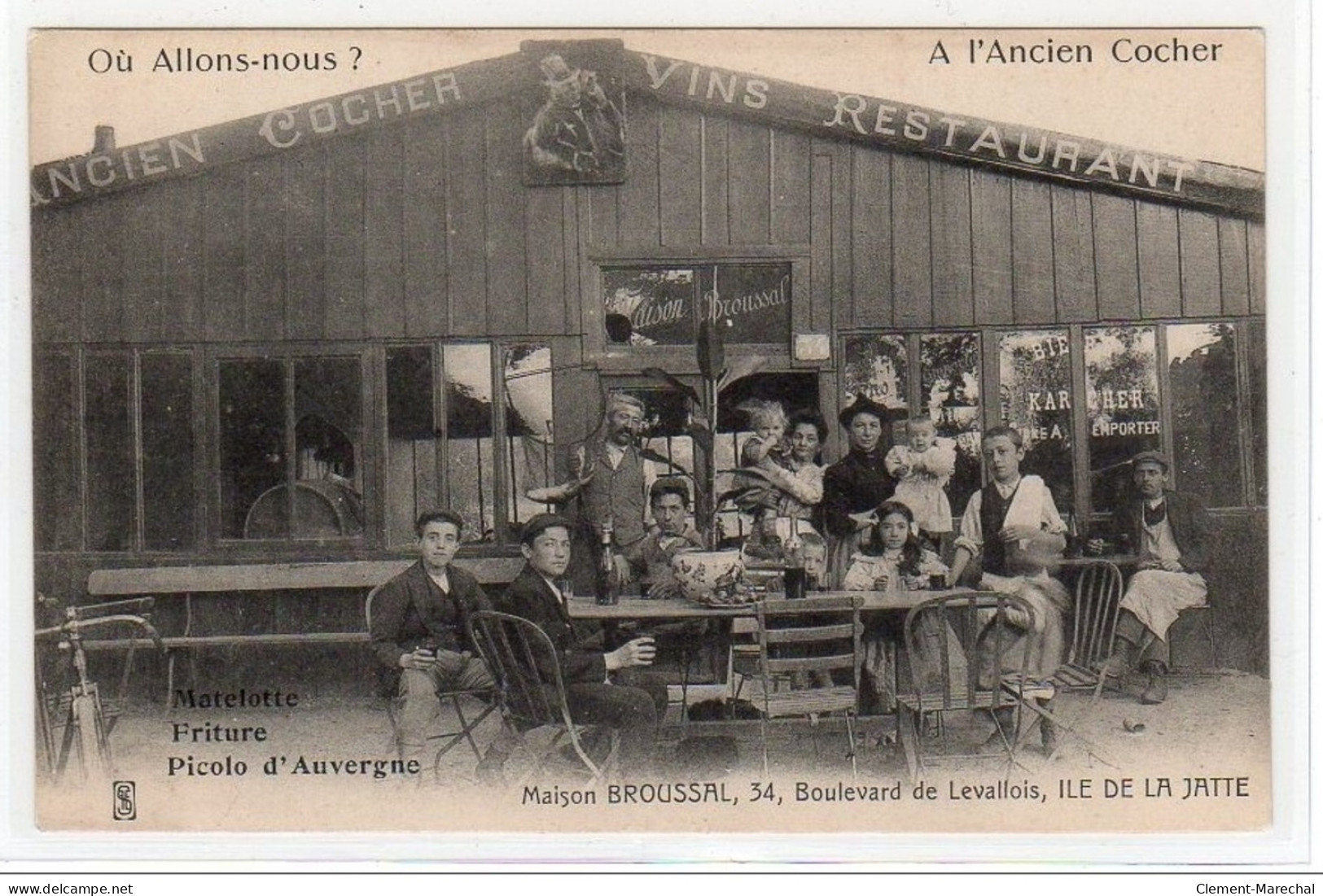 NEUILLY SUR SEINE :ILE DE LA JATTE : Maison Broussal (vins Restaurant) Vers 1910 - Très Bon état - Neuilly Sur Seine