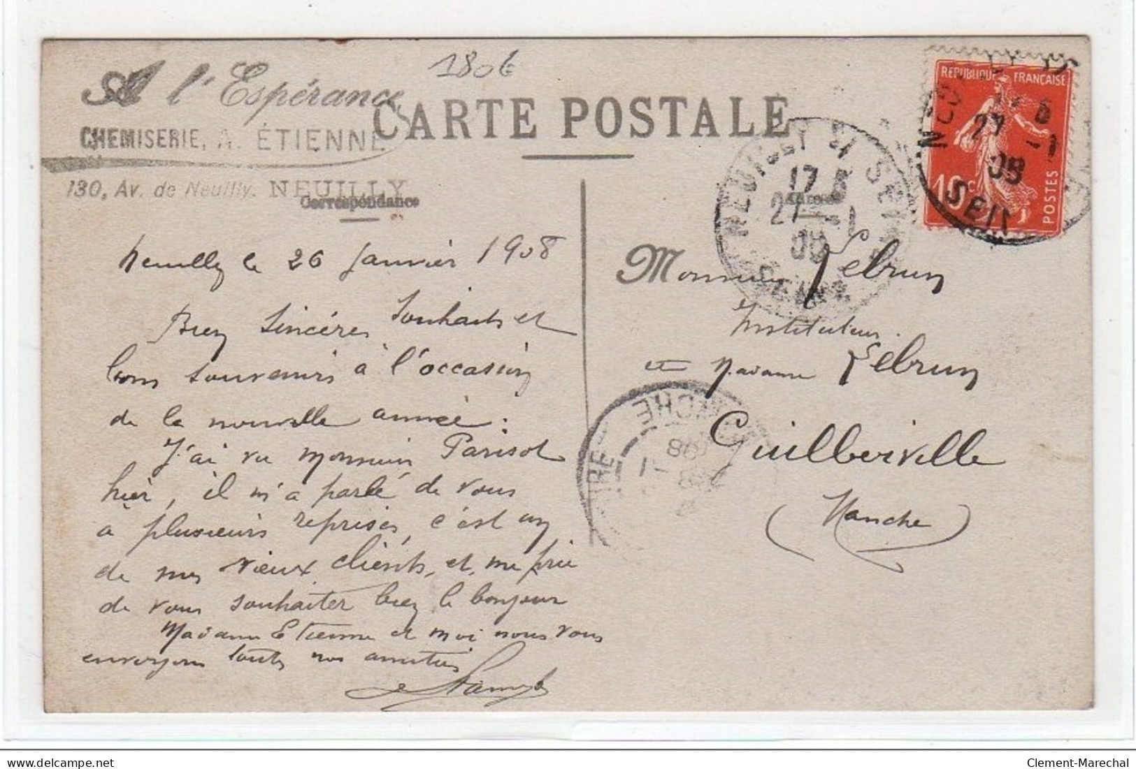 NEUILLY SUR SEINE : Carte Photo De La Chemiserie-bonneterie """"a L'espérance"""" Vers 1910 - Très Bon état - Neuilly Sur Seine