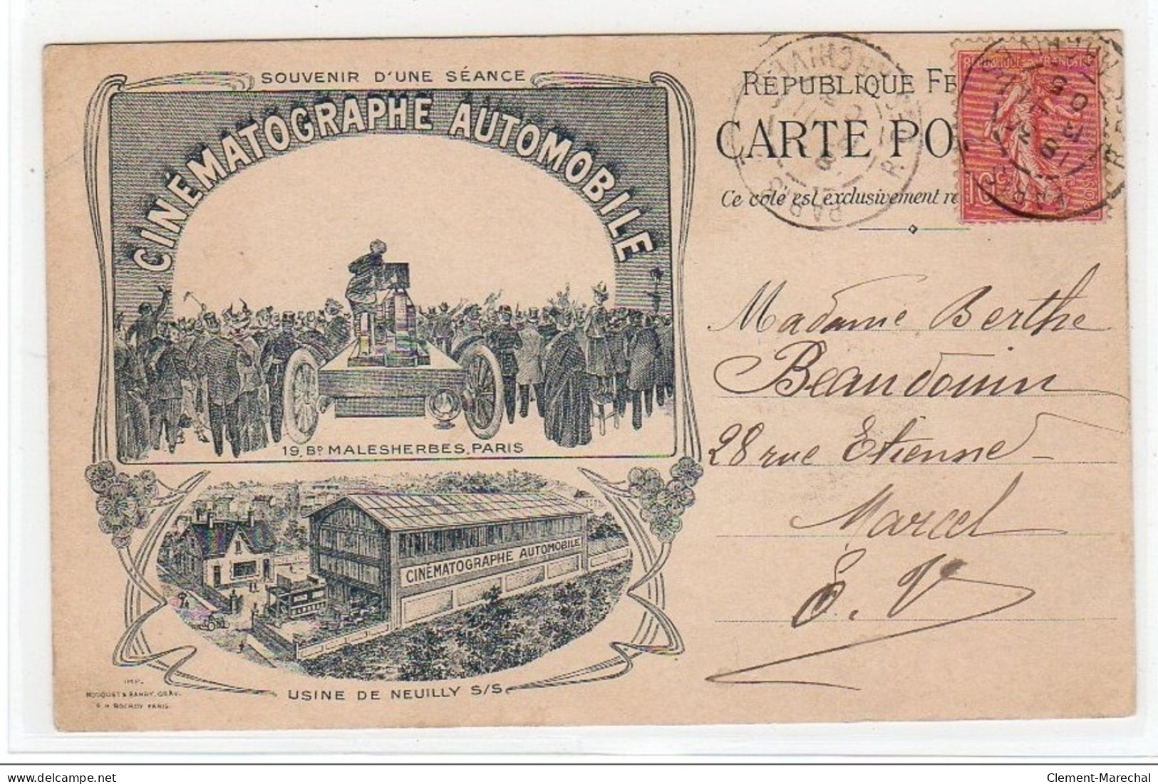 NEUILLY SUR SEINE : """"souvenir D'une Séance Du CINEMATOGRAPHE AUTOMOBILE"""" En 1905 - Très Bon état - Neuilly Sur Seine