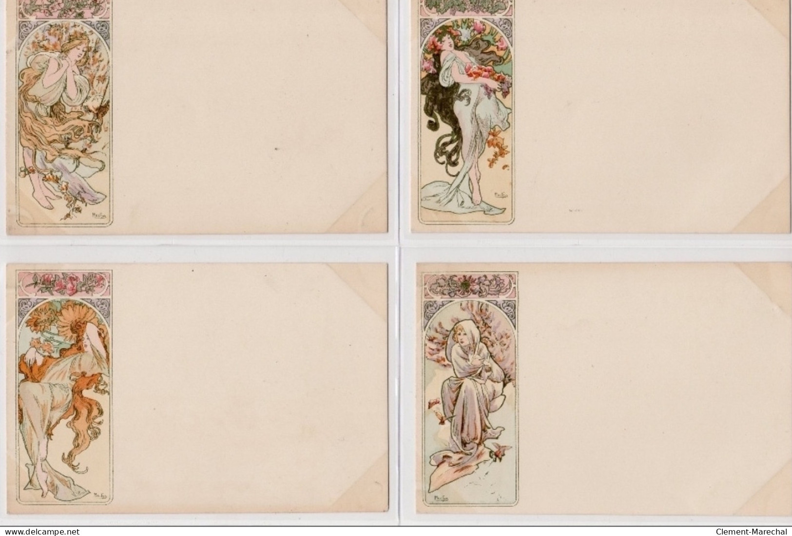 MUCHA Alfons : Série De 4 Cartes Postales Anciennes "les Saisons" - Bon état (légères Marques D'album) - Mucha, Alphonse