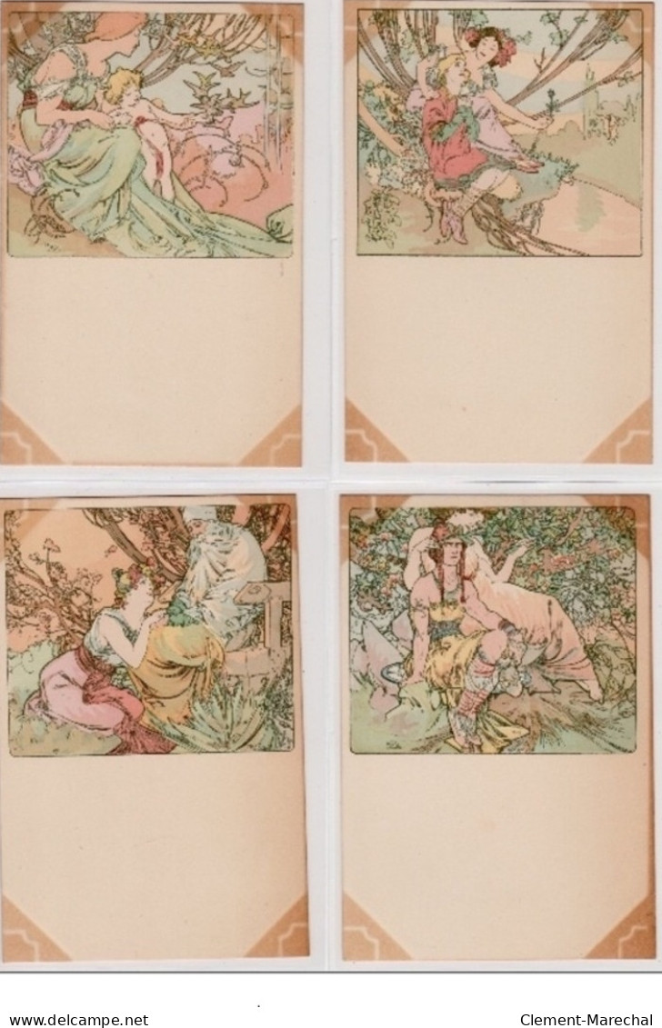 MUCHA Alfons : Série De 4 Cartes Postales Anciennes "les Ages De La Vie" - Bon état (marques D'album) - Mucha, Alphonse