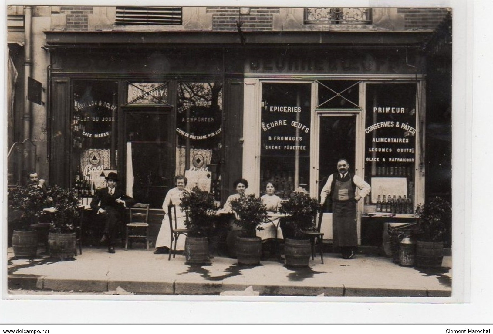 PARIS : Carte Photo Du Café SANGUY Et Magasin Beurre,oeufs, Fromages 9 Avenue RAPP - Très Bon état - Distretto: 07