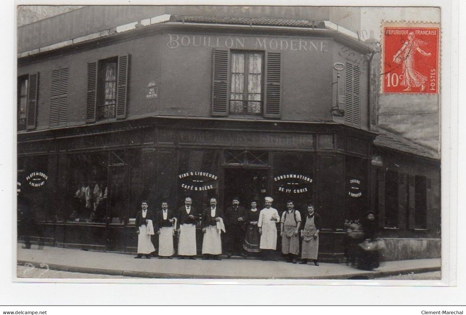 PARIS : Carte Photo D'un Magasin De Vins Et Liqueurs (Bouillon Moderne) Rue De La Roquette - Très Bon état - Paris (11)