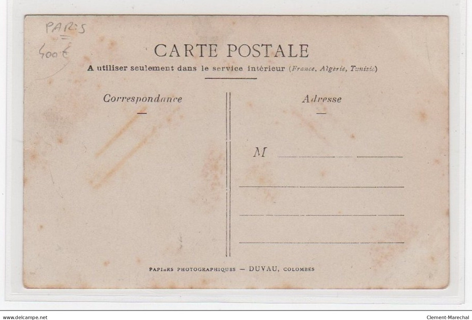PARIS : Carte Photo D&acute;un Marchand Ambulant Vers 1910 - Très Bon état - Petits Métiers à Paris
