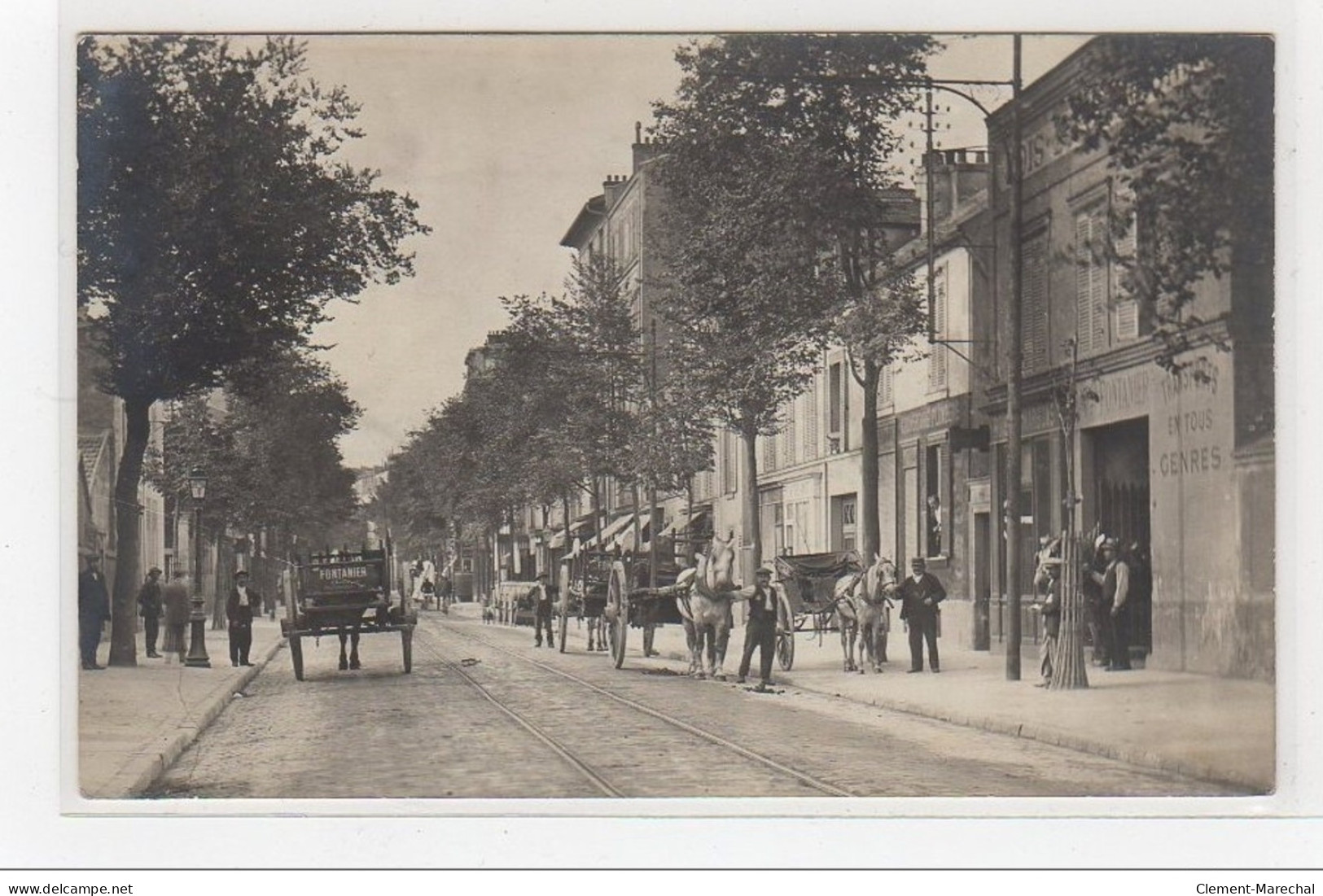 ASNIERES : Carte Photo D'un Attelage Servant Au Transport FONTANIER Devant Le Magasin - Très Bon état - Asnieres Sur Seine