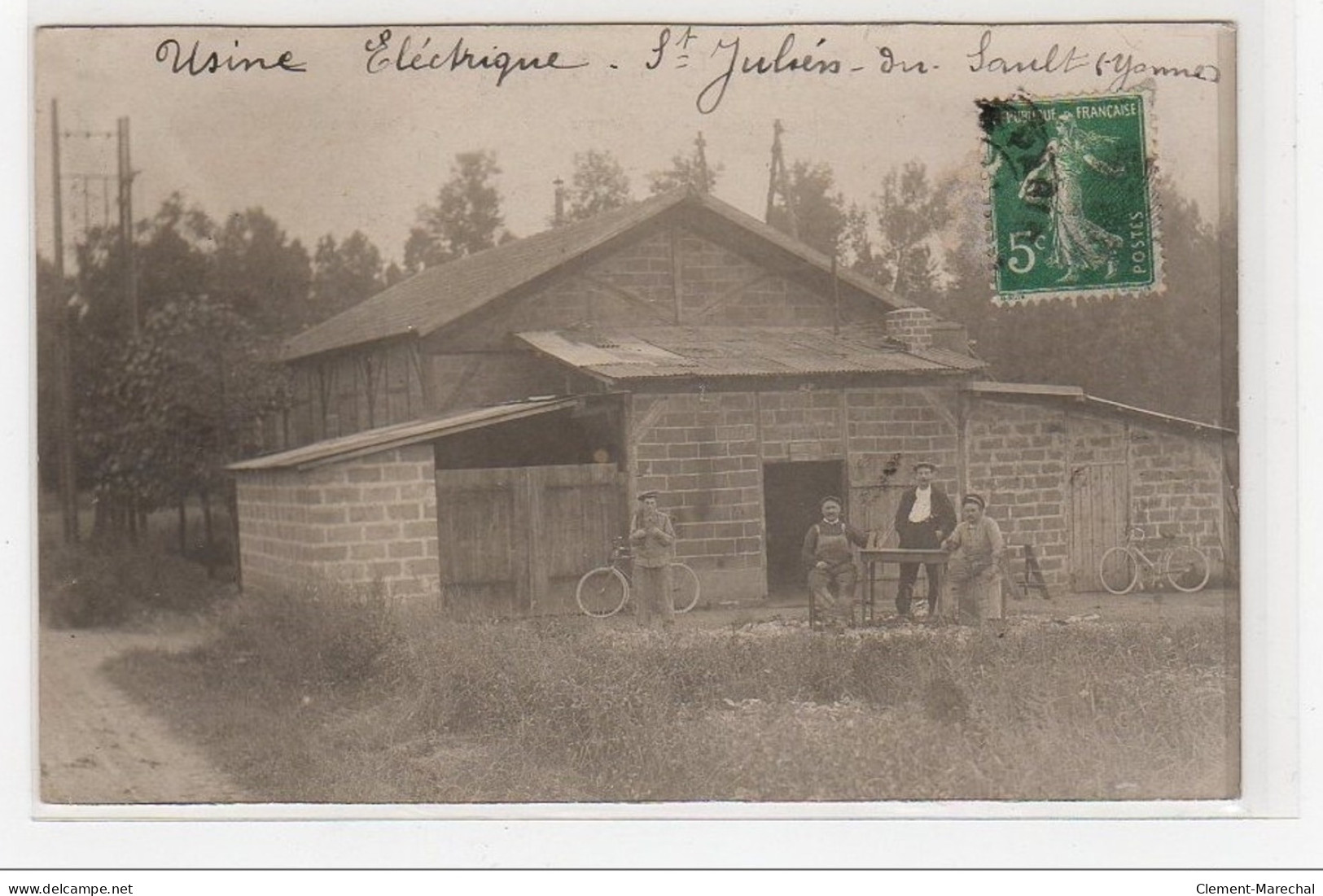 SAINT JULIEN DU SAULT : Carte Photo De L'usine électrique - Très Bon état - Saint Julien Du Sault