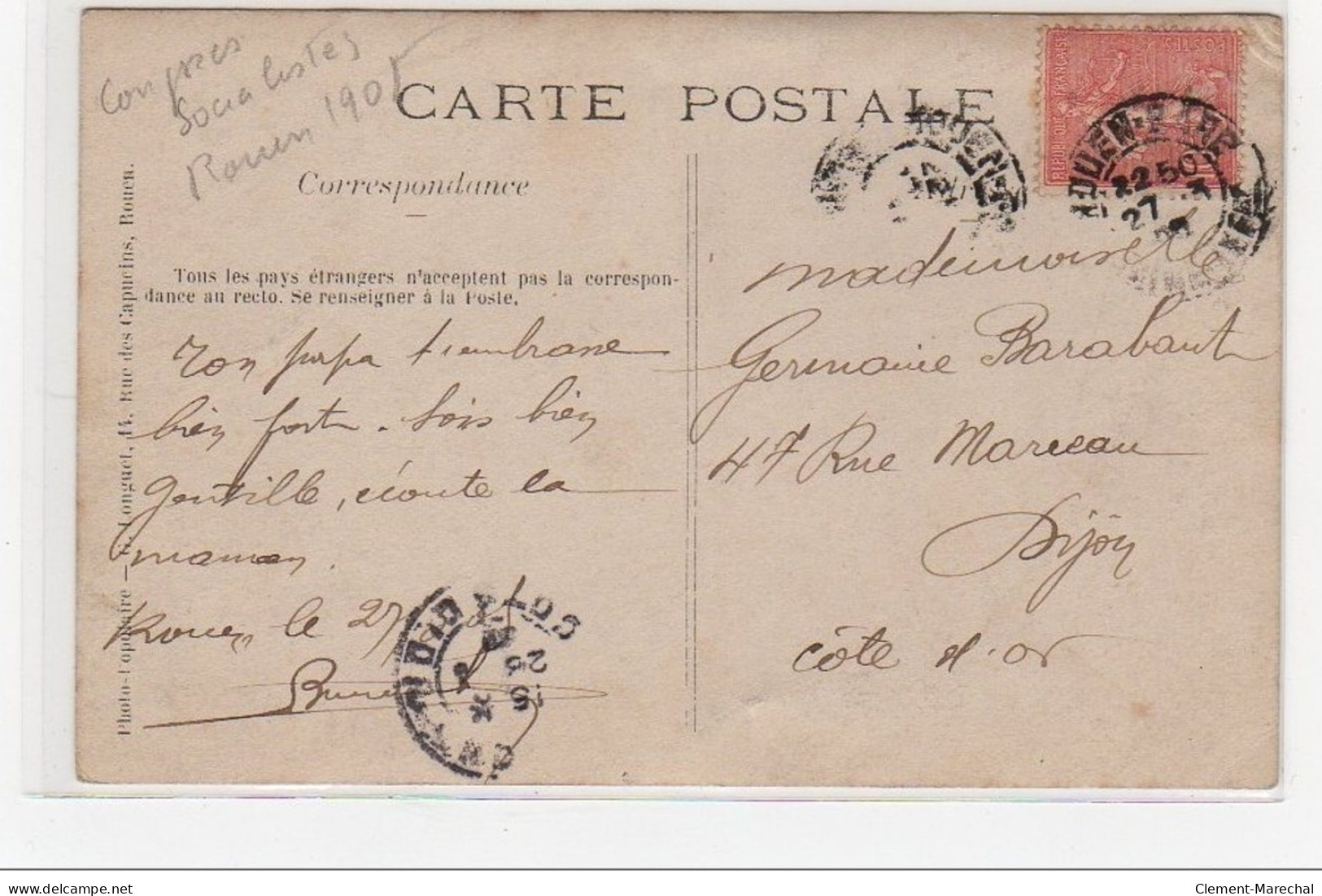 ROUEN : Carte Photo Du Congrès Socialiste En 1905 - Très Bon état - Rouen