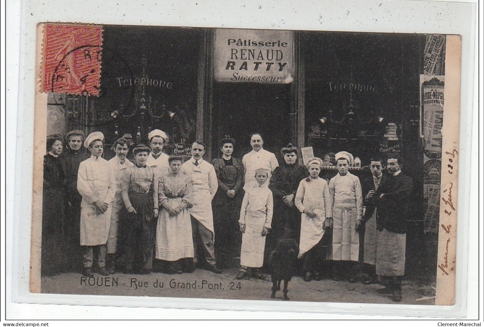 ROUEN - CARTE PHOTO - Pâtisserie Renaud Ratty - 24, Rue Du Grand Pont - Boutique Et Employés -  Très Bon état - Rouen