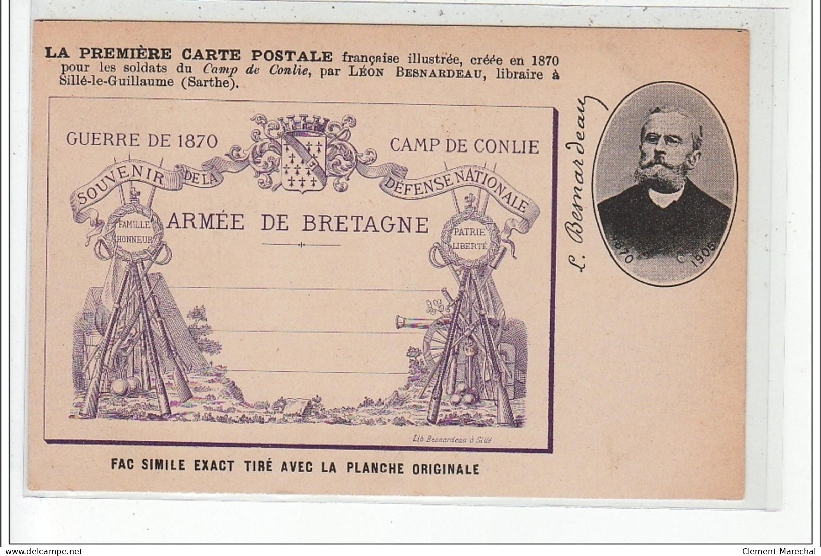 CONLIE - Souvenir Du Camp De Conlié Guerre De 1870 - Léon Besnardeau, Libraire à SILLE LE GUILLAUME - Très Bon état - Conlie