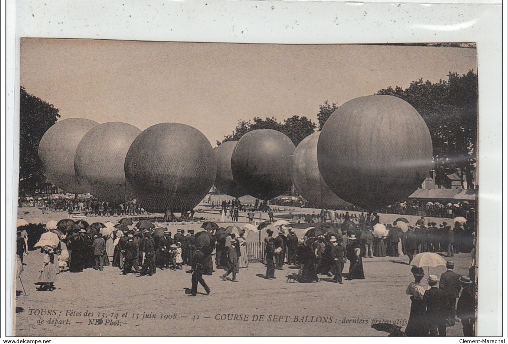 TOURS - Fêtes De Juin 1908 Course De Sept Ballons: Derniers Préparatifs De Départ - Très Bon état - Tours