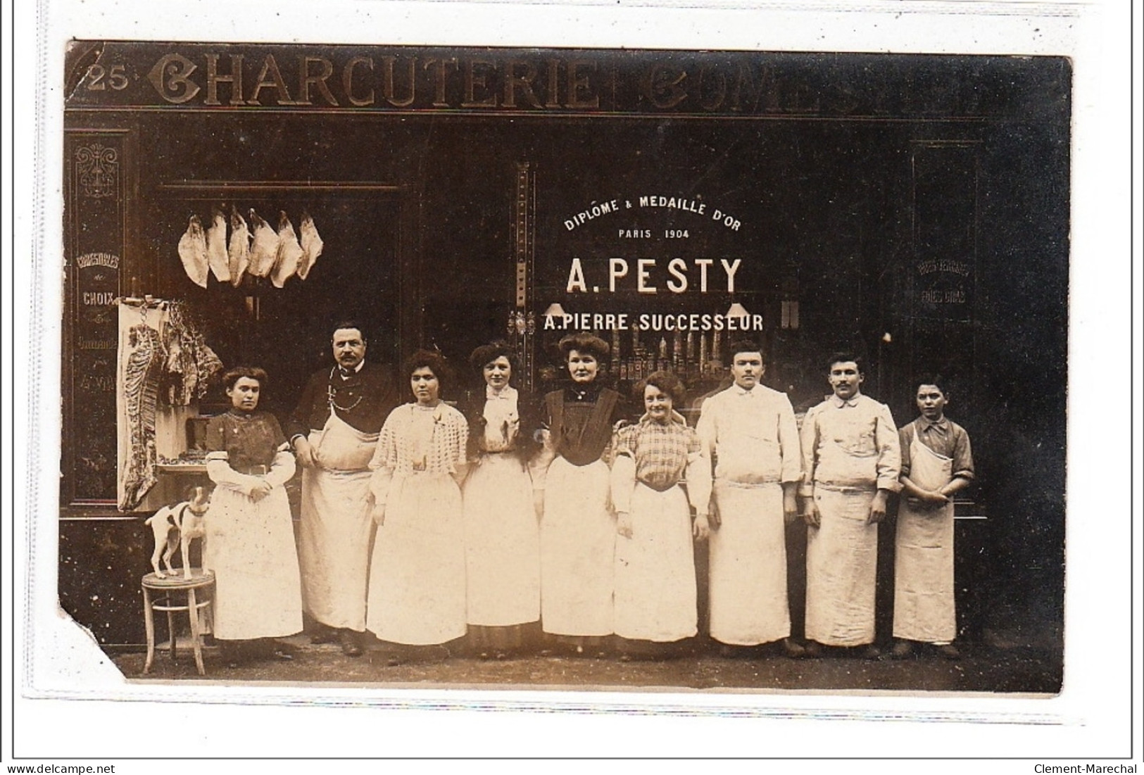 PARIS 14 : Carte Photo De La Charcuterie PESTY Au 25 Rue De L'ouest - état (un Coin Manquant) - Arrondissement: 14