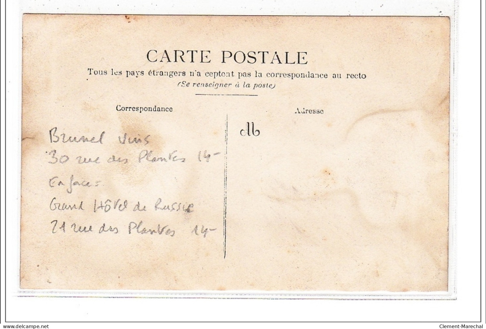 PARIS 14 : Carte Photo Du Café Brunel Au 30 Rue Des Plantes -  Très Bon état - Distrito: 14