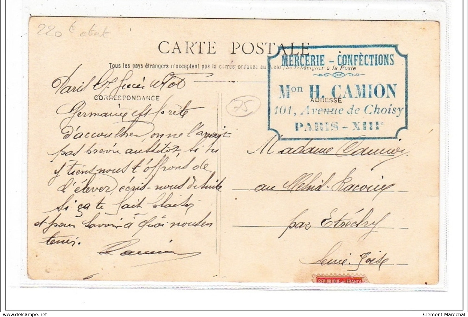 PARIS 13 : Carte Photo De La Mercerie- Papeterie CAMION (101 Avenue De Choisy) -  Bon état (coin Supérieur Gauche Abimé) - Distretto: 13