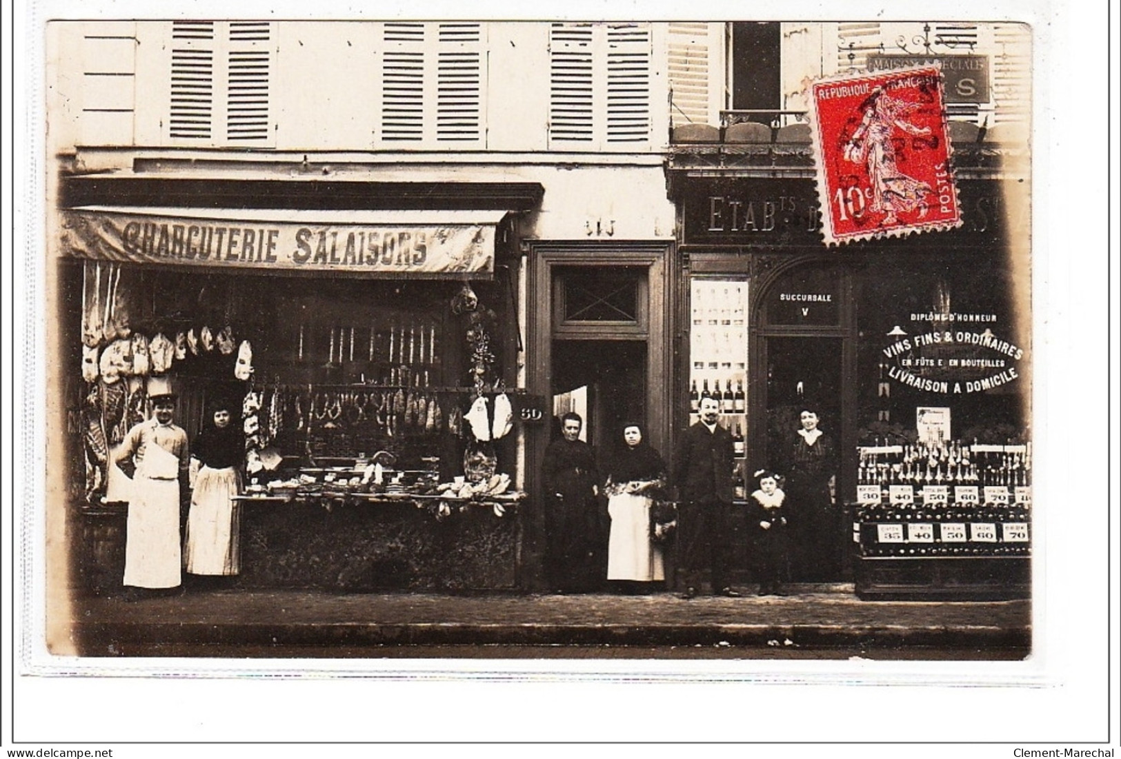 PARIS 13 : Carte Photo De Magasins (charcuterie Et Caviste) -  Très Bon état - Arrondissement: 14