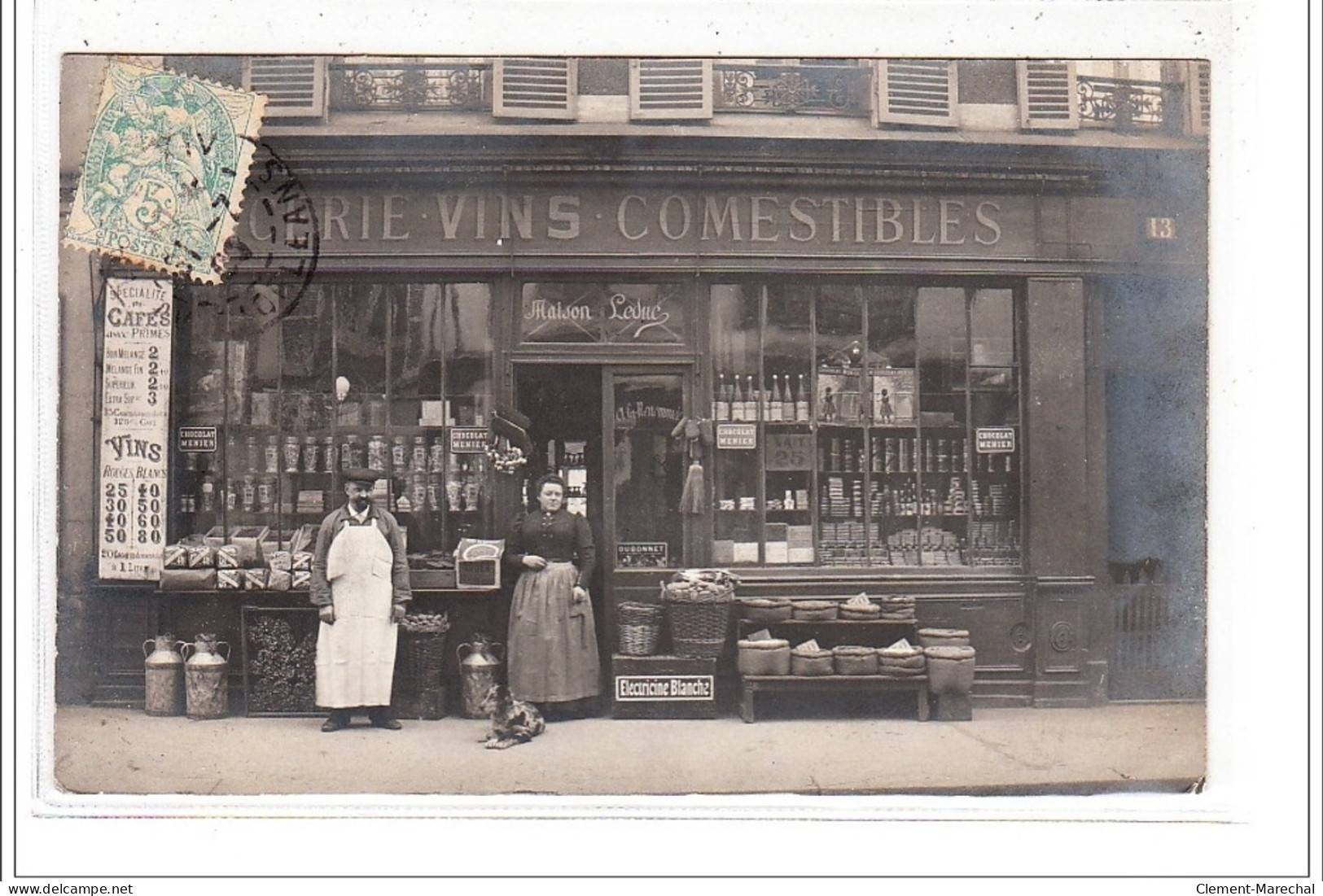 PARIS 14 : Carte Photo De La Maison LEDUC Au 13 Rue Bénard (mercirie - Vins - Comestibles) -  Très Bon état - Arrondissement: 14