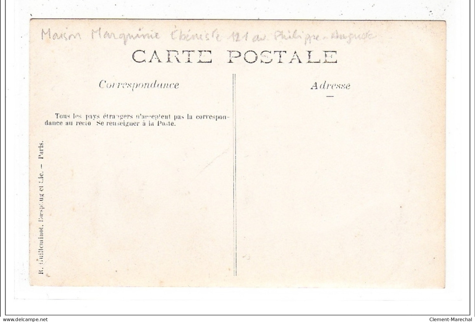 PARIS 11 : Carte Photo Des ébenistes De La Maison Marquinié (avenue Philippe Auguste) (bois) - Très Bon état - Paris (11)