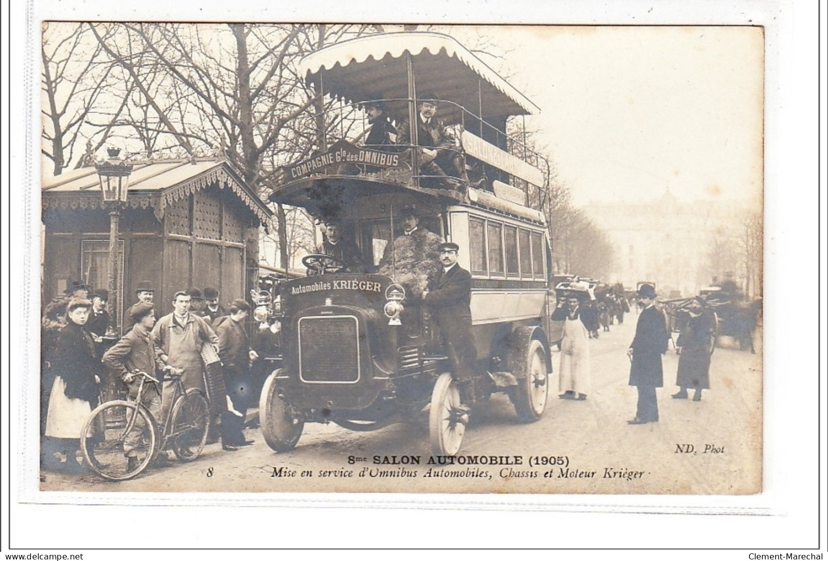 PARIS : Carte Photo D&acute;un Autobus Krieger Au Salon De L&acute;automobile En 1905 -  Très Bon état - Transport Urbain En Surface