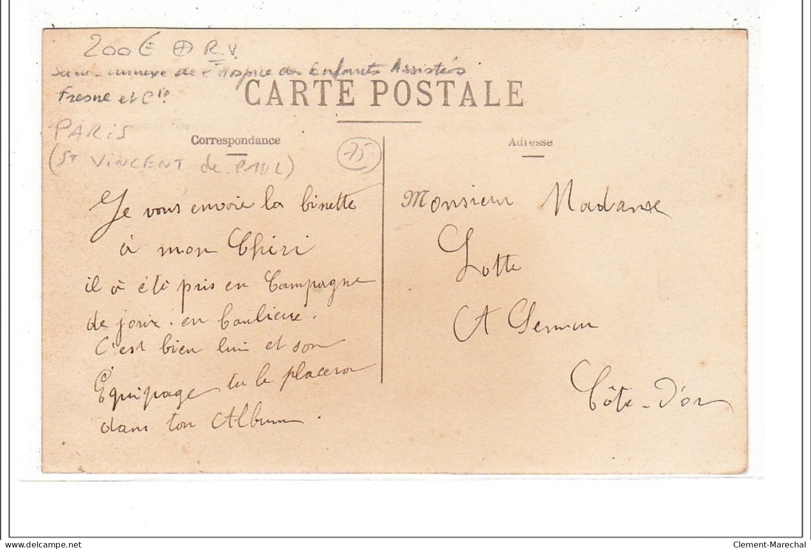 PARIS 13 : Carte Photo D'un Attelage-citerne Devant L'hospice Des Enfants Assistés -  Très Bon état - Paris (13)