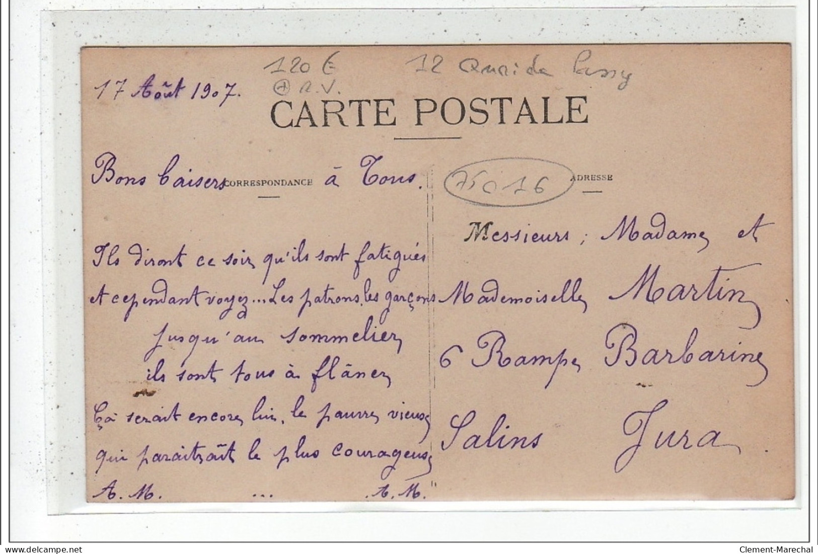 PARIS - CARTE PHOTO  - Maison Brun - Restaurant - 12 Quai De Passy - Très Bon état - Distrito: 16