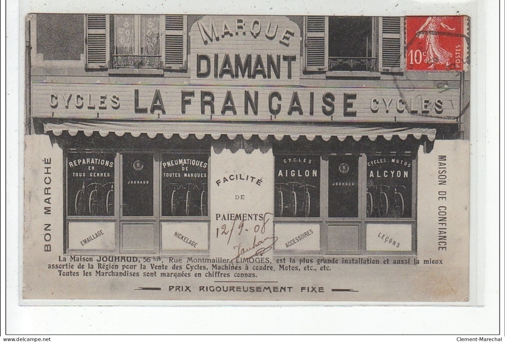 LIMOGES - Maison Jouhaud, Marchand De Cycles - Marque """"Diamant La Française"""" - Très Bon état - Limoges