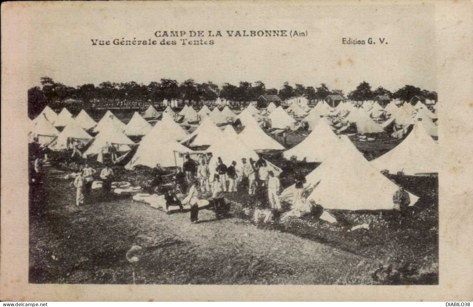 CAMP DE LA VALBONNE  ( AIN )  LOT DE 2 CARTES. VUE GENERALE DES TENTES . ECOLE DE TIR - Casernas