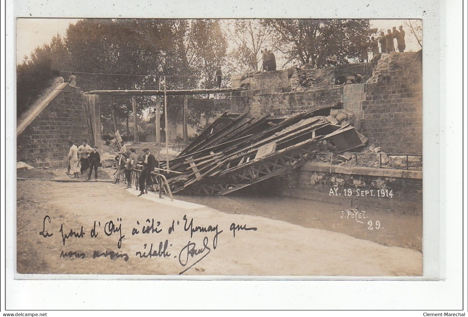 AY - CARTE PHOTO - CARTE PHOTO 1914 - Le Pont D'Aÿ Détruit - Très Bon état - Ay En Champagne