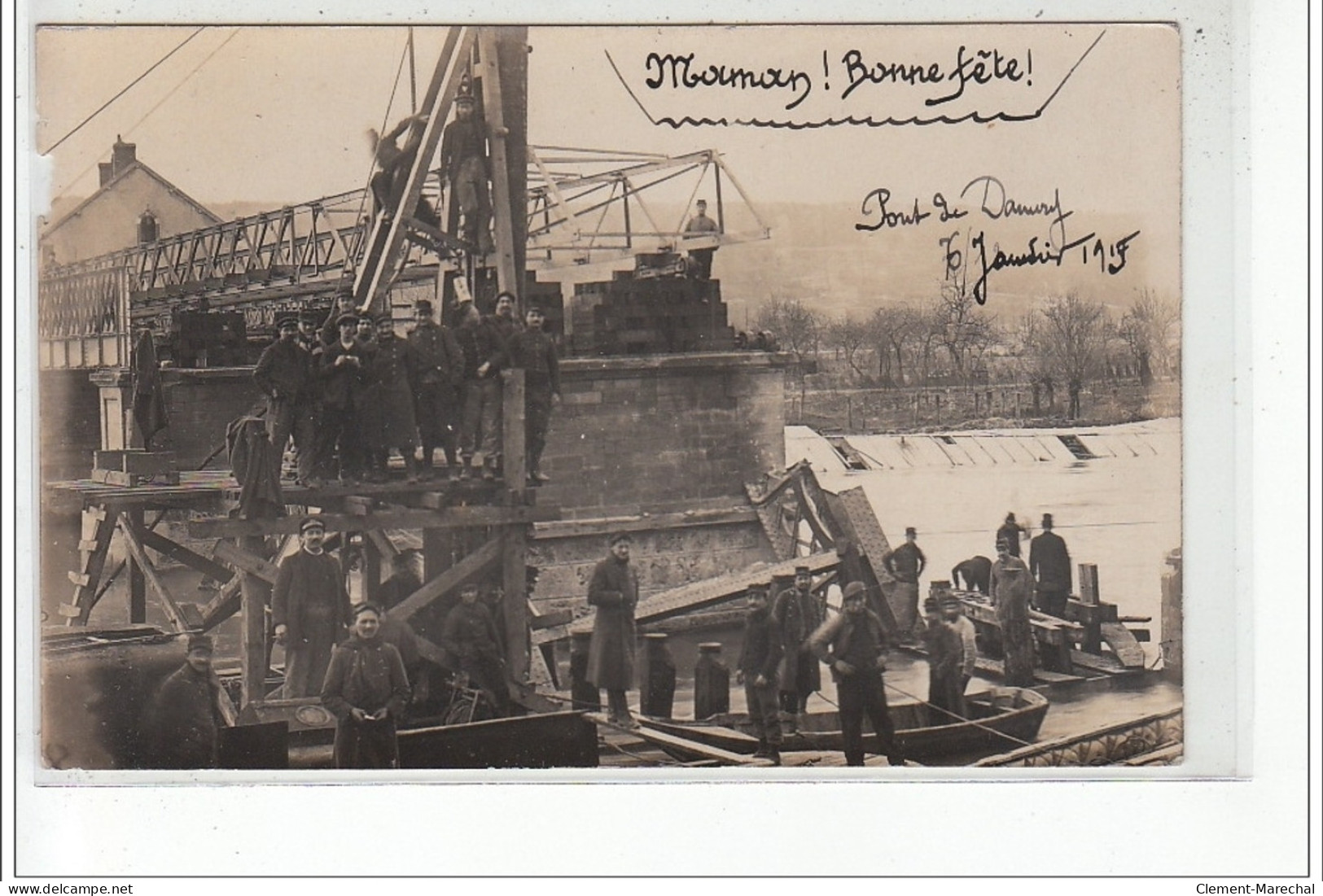 AY - CARTE PHOTO - CARTE PHOTO 1915 - Le Pont En Réparations - Correspondance Militaire - état - Ay En Champagne