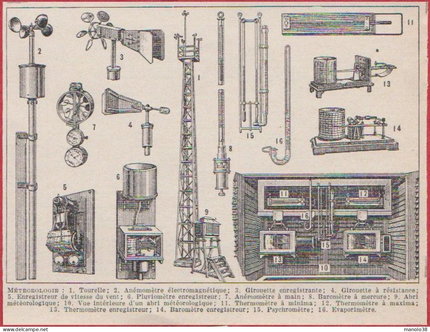 Météorologie. Divers Matériels De Météorologie. Larousse 1948. - Historische Documenten