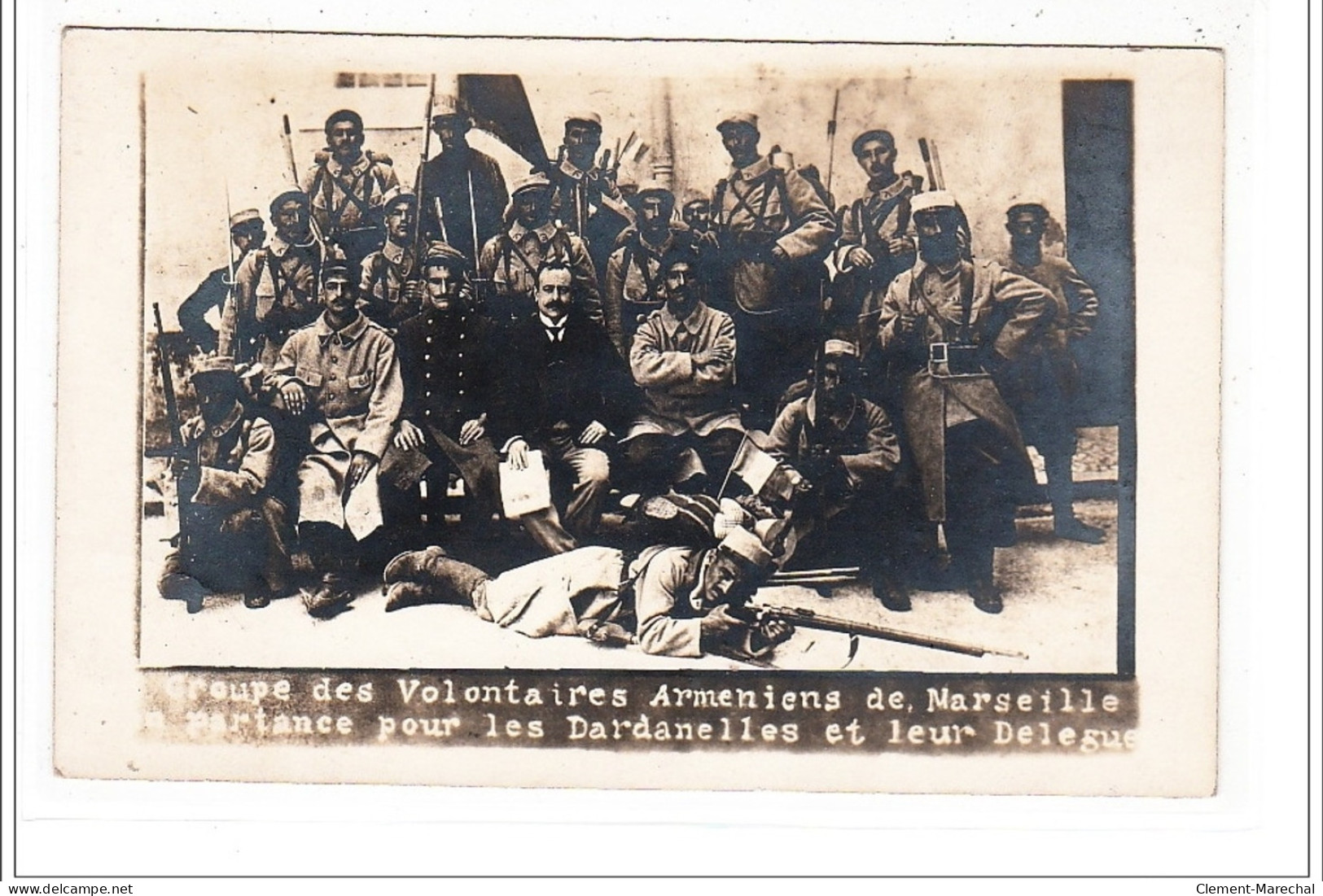 MARSEILLE - CARTE PHOTO - Groupe Des Volontaires Armeniens De Marseille Partant Pour Les Dardanelles - Très Bon état - Unclassified