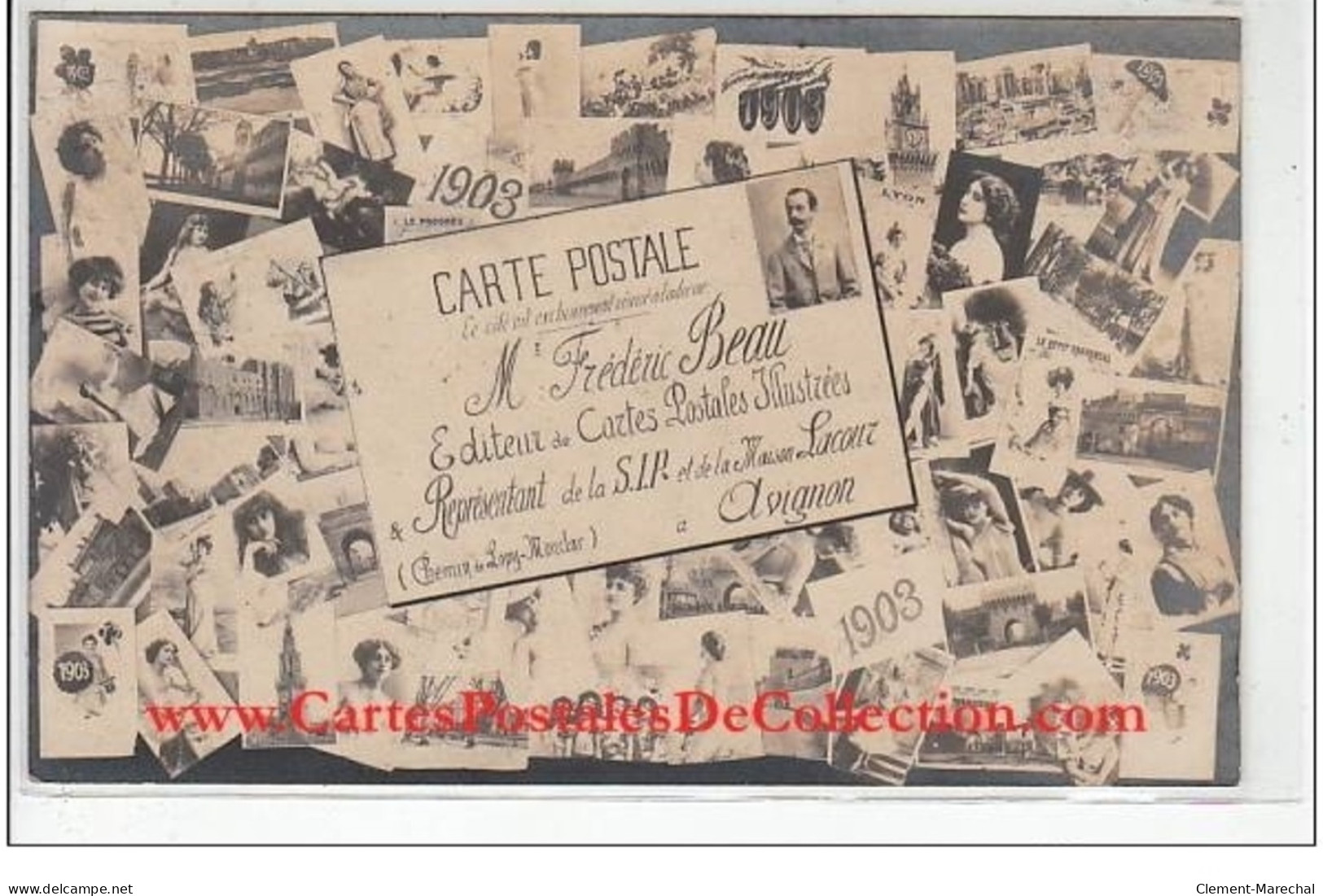 AVIGNON : Carte Photo Publicitaire Pour Le Représentant De La S.I.P. Et De Lacour (éditeurs De Cartes Postales) - TBE - Avignon