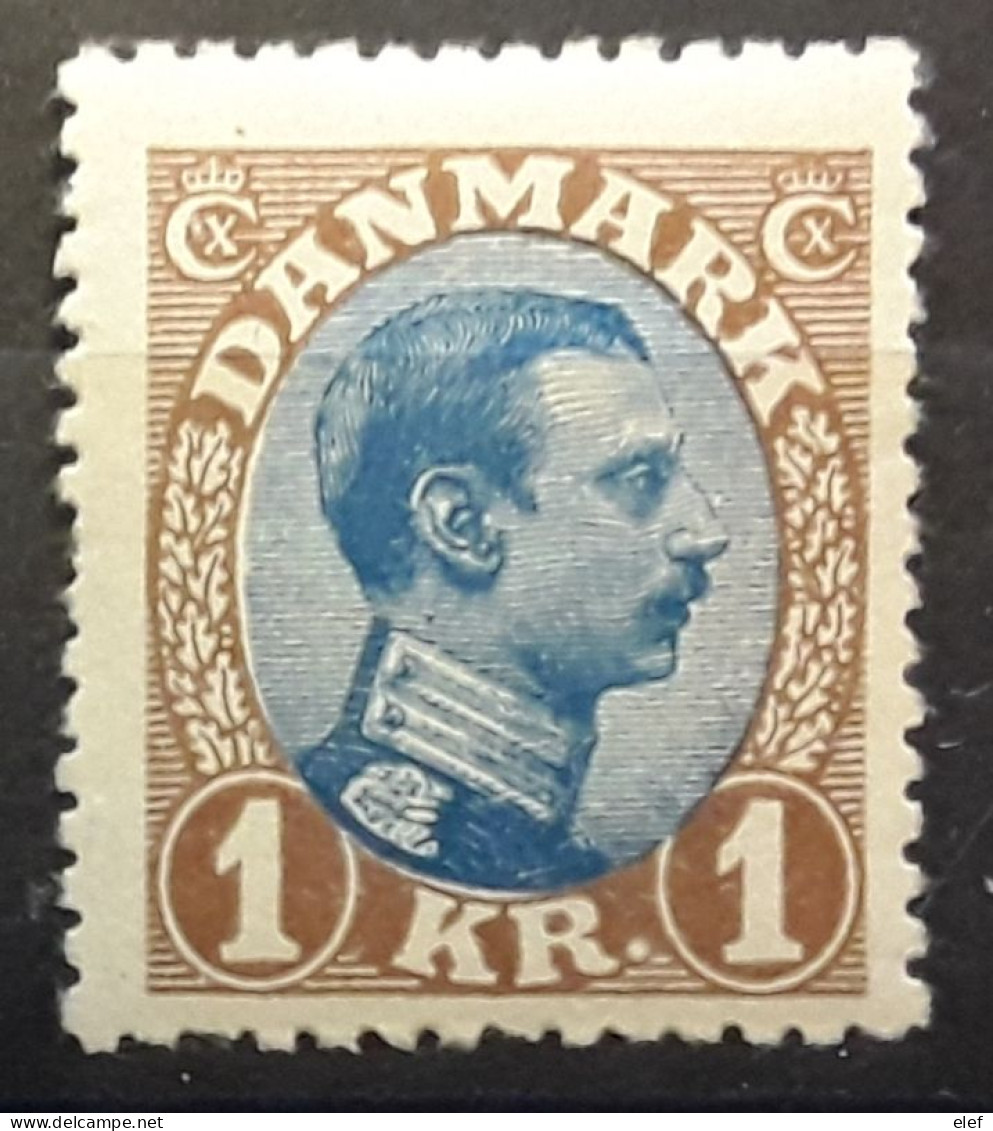 DANMARK DANEMARK 1921 , Christian X,  Yvert 147, 1 Kr Brun Et Bleu,  Neuf * MH TB - Nuevos