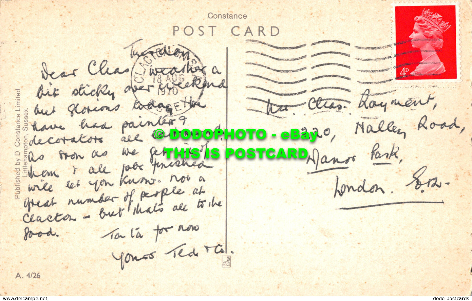 R518527 Greetings From Clacton On Sea. D. Constance Limited. A. 4 26. Vita Nova. - Wereld