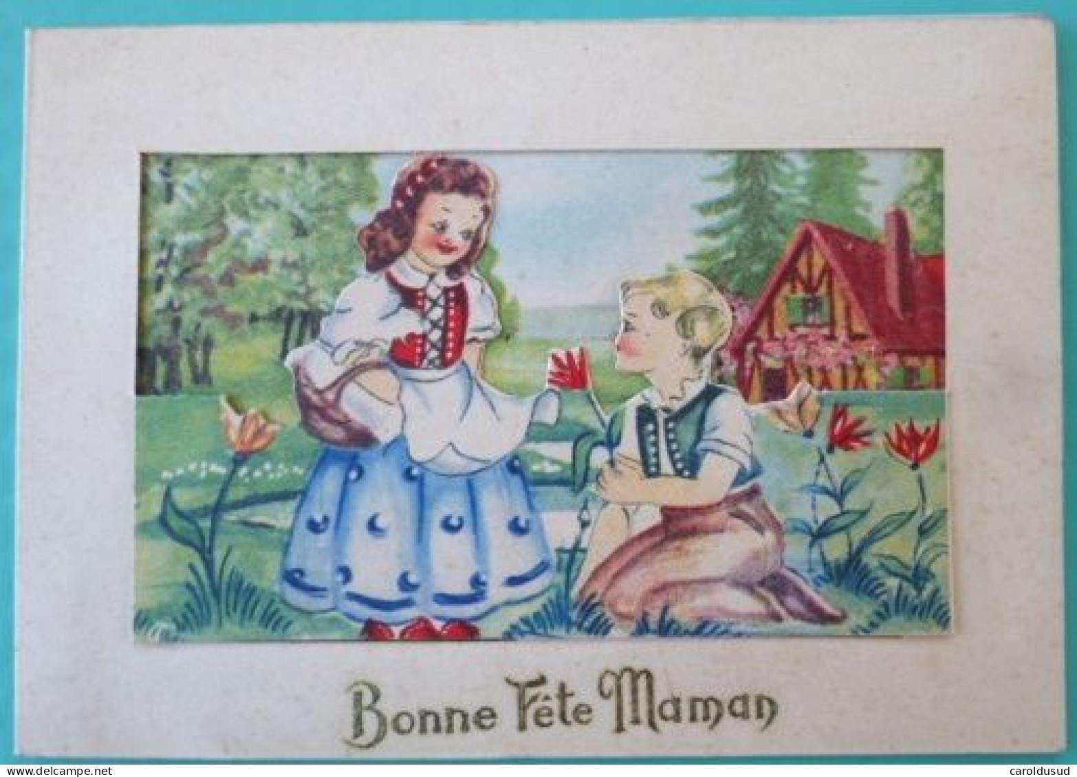 Cpa LITHO Illustrateur IDA ? LAGARDE ? CHARME 1030 Systeme Ouvrant 3D Decoupis COUPLE FLEURS FETE MAMAN - Dreh- Und Zugkarten