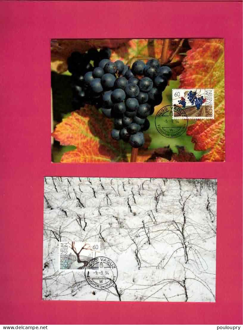 Cartes Maximum De 1994 Du Liechtenstein - Yt N° 1030 à 1033 - Evolution De La Vigne Au Fil Des 4 Saisons - Wines & Alcohols