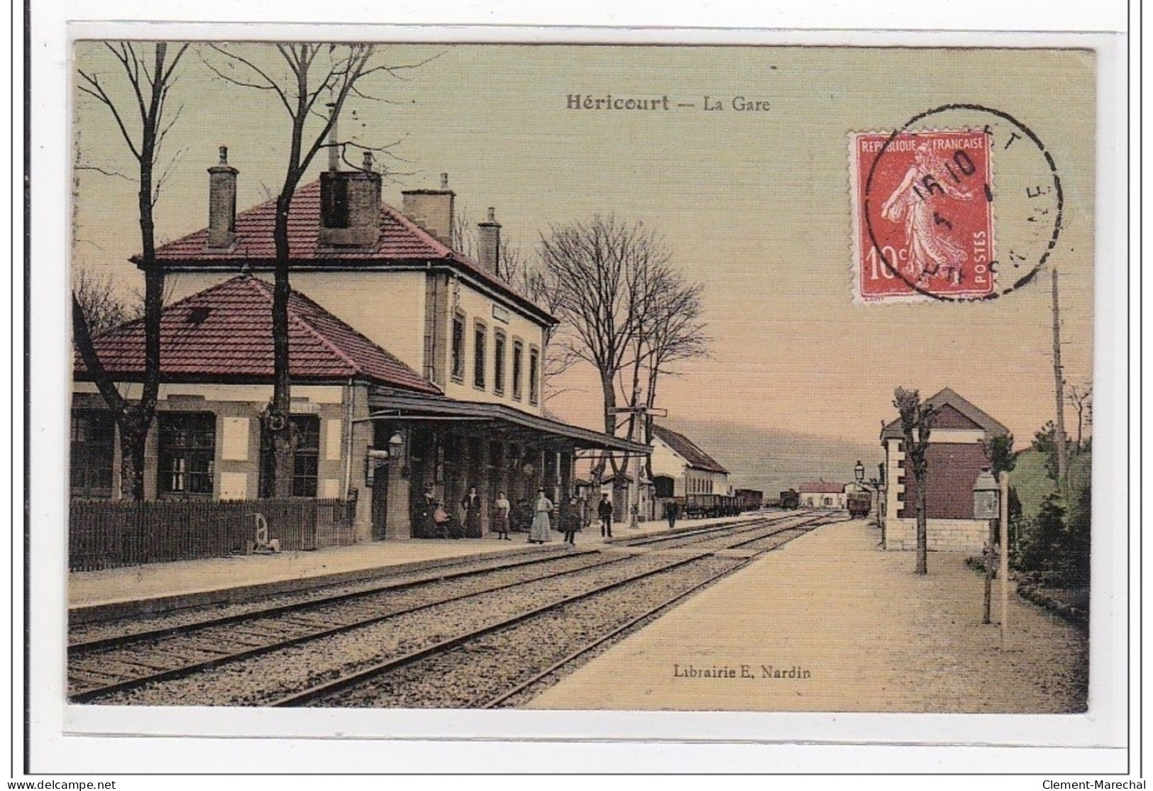 HERICOURT : La Gare (toillée) (GARE) - Tres Bon Etat - Autres & Non Classés