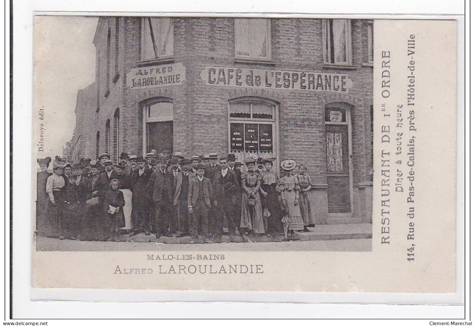 MALO-les-BAINS : Alfred Laroulandie, Restaurant De 1er Ordre Diner A Toute Heure Café De L'esperance - Tres Bon Etat - Malo Les Bains