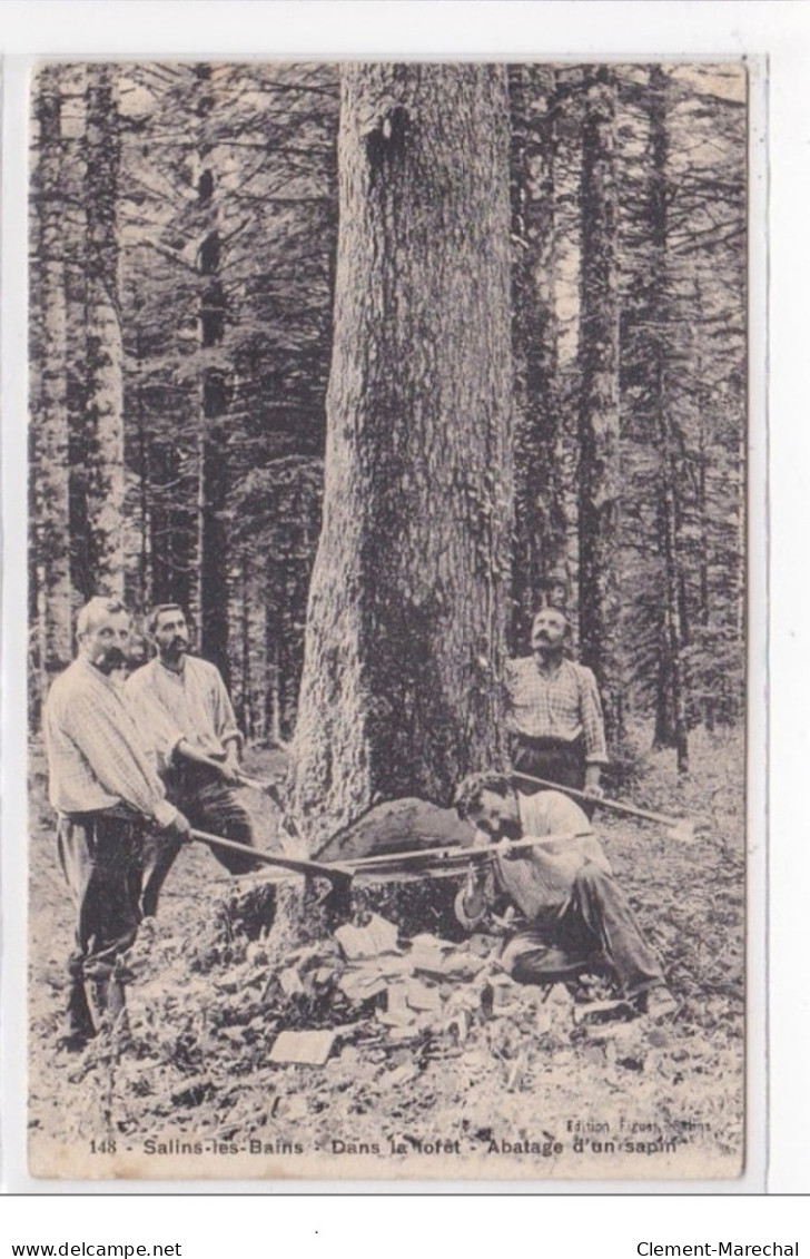 SALINS-les-BAINS : Dans La Foret, Abatage D'un Sapin - Tres Bon Etat - Autres & Non Classés