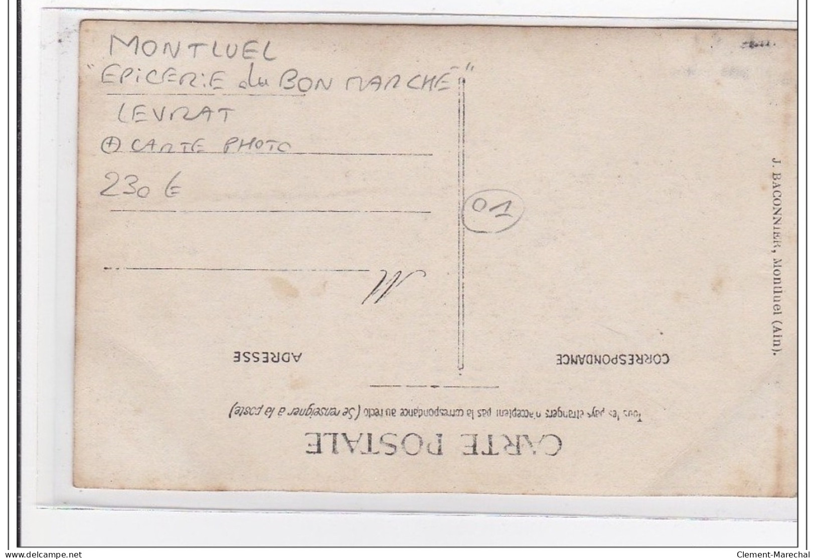 FRANCE : MONTLUEL, Epicerie Du Bon Marché Levrat, Carte Photo - Tres Bon Etat - Montluel