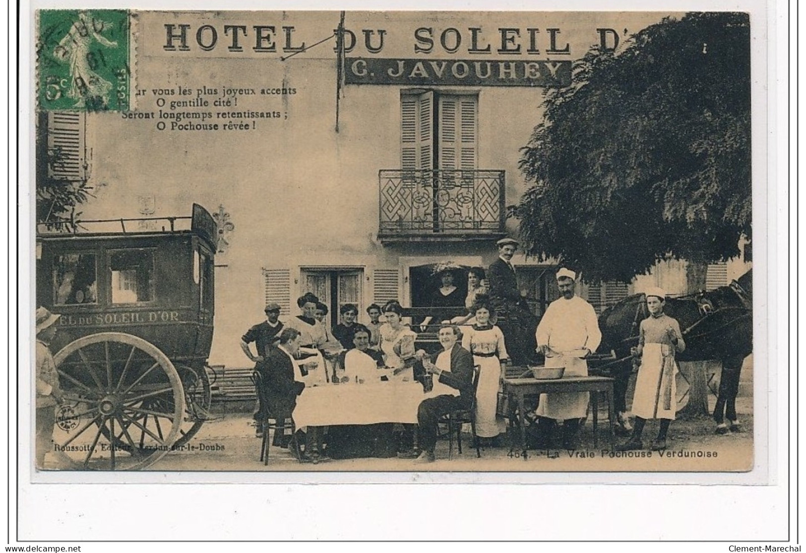 VERDUN SUR LE DOUBS : Hôtel Du Soleil - La Vraie Pochouse Verdunoise - Très Bon état - Andere & Zonder Classificatie