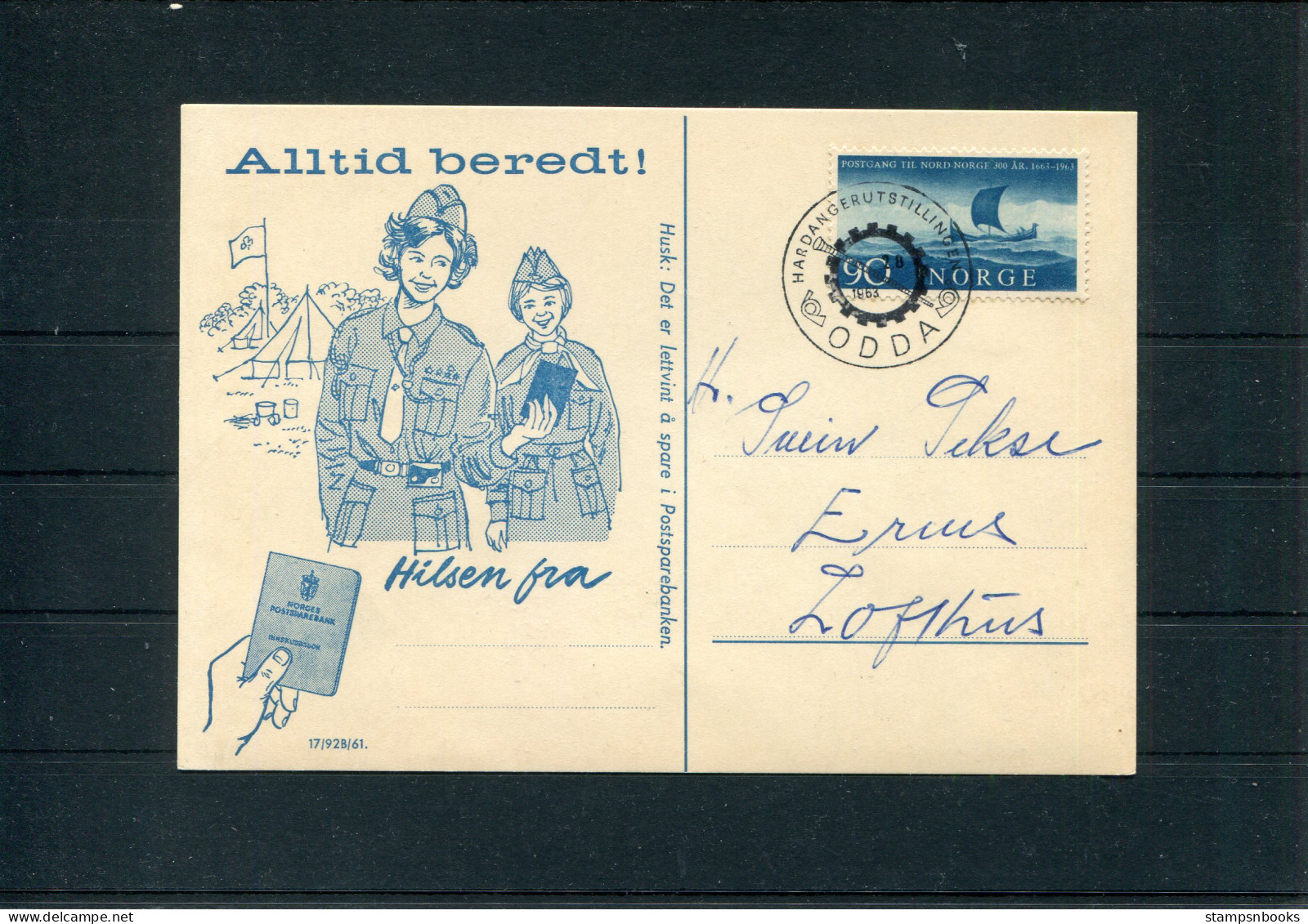 1963 Norway Hardanger Utstillingen ODDA Hilsen Fra Guides Illustrated Postcard - Lettres & Documents