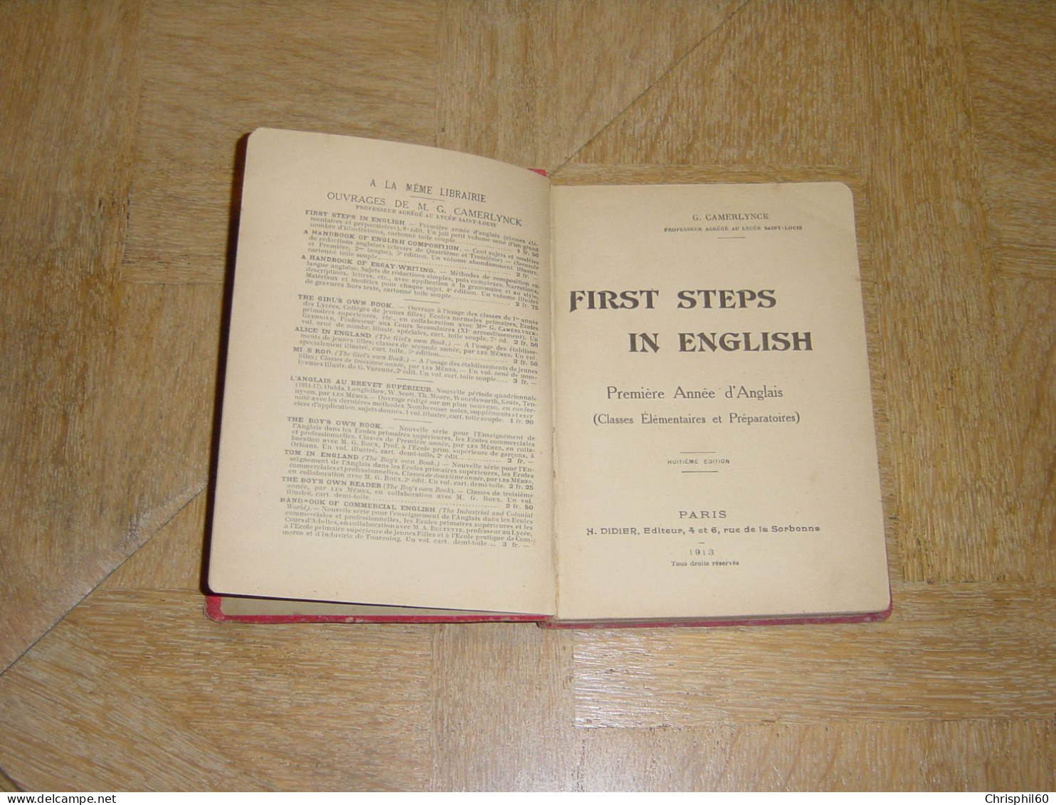 Livre Ancien De 1913 First Steps In English - G. Camerlynck - Editeur H. Didier - - Linguistica