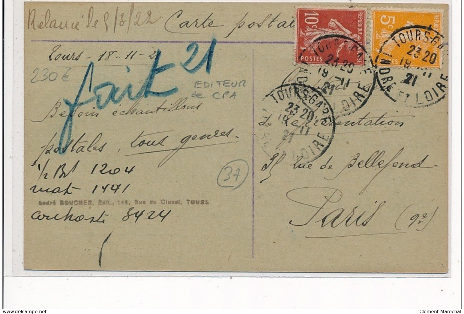 TOURS - André Boucher, édition De Cartes Postales - Très Bon état - Tours