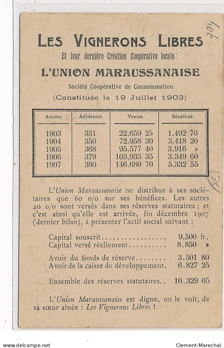 Une Fête Coopérative à MARAUSSAN - Les Vignerons Reçoivent à La Cave Commune (...) - Très Bon état - Other & Unclassified