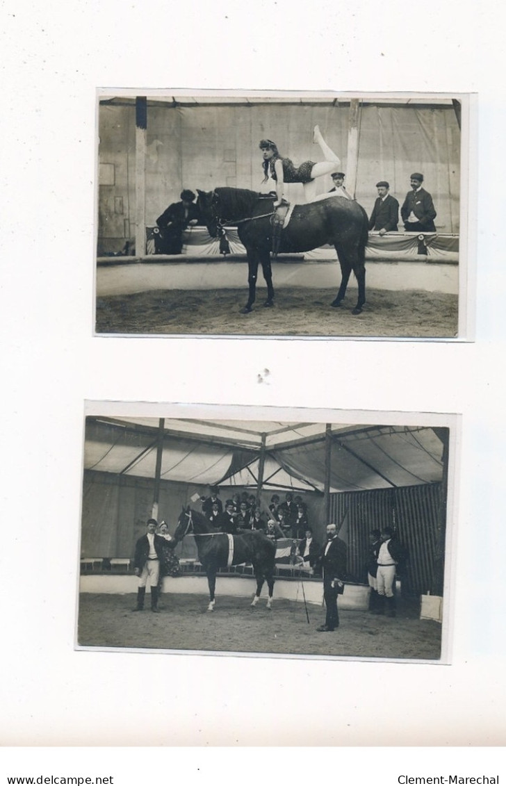 VERNON  - KERMESSE 1907 - Lot De 2 CARTES PHOTOS - LE CIRQUE STELLA - ECUYERE - CHEVAL - Très Bon état - Vernon