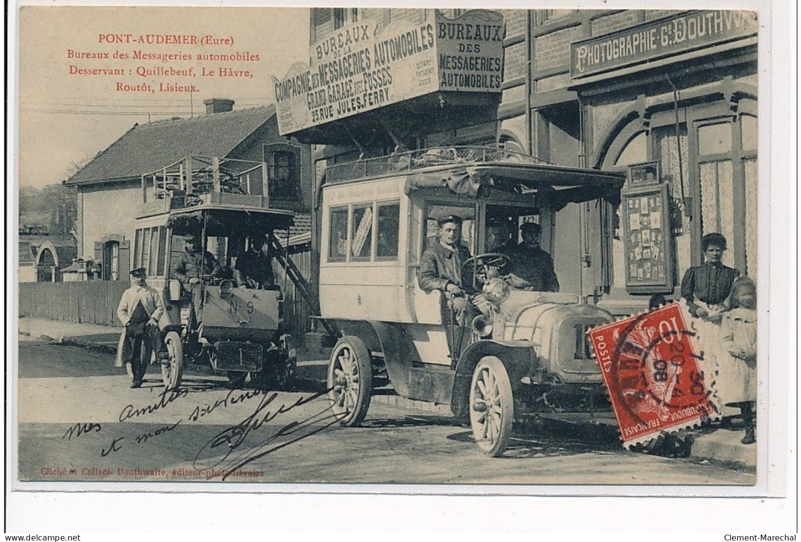 PONT AUDEMER - Bureaux Des Messageries Automobiles Desservant Quillebeuf, Le Havre, Routôt, Lisieux - Très Bon état - Pont Audemer