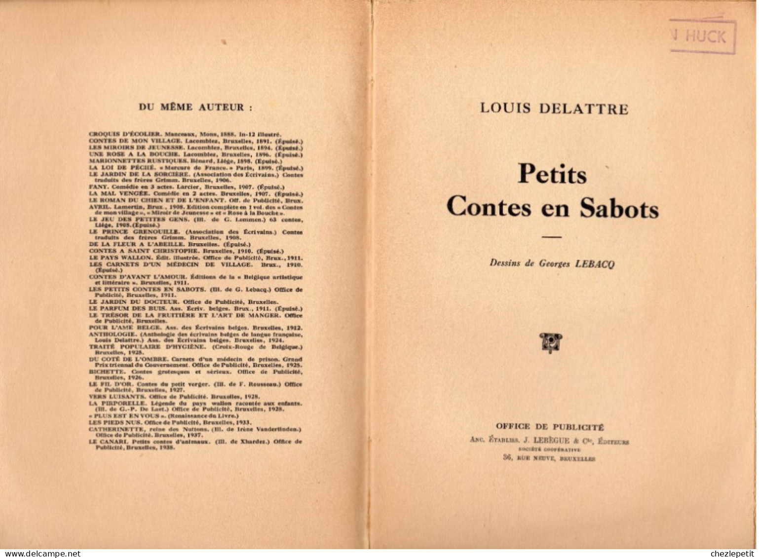 PETITS CONTES EN SABOTS LOUIS DELATTRE GEORGES LEBACQ Bruxelles , 1923 - Andere & Zonder Classificatie