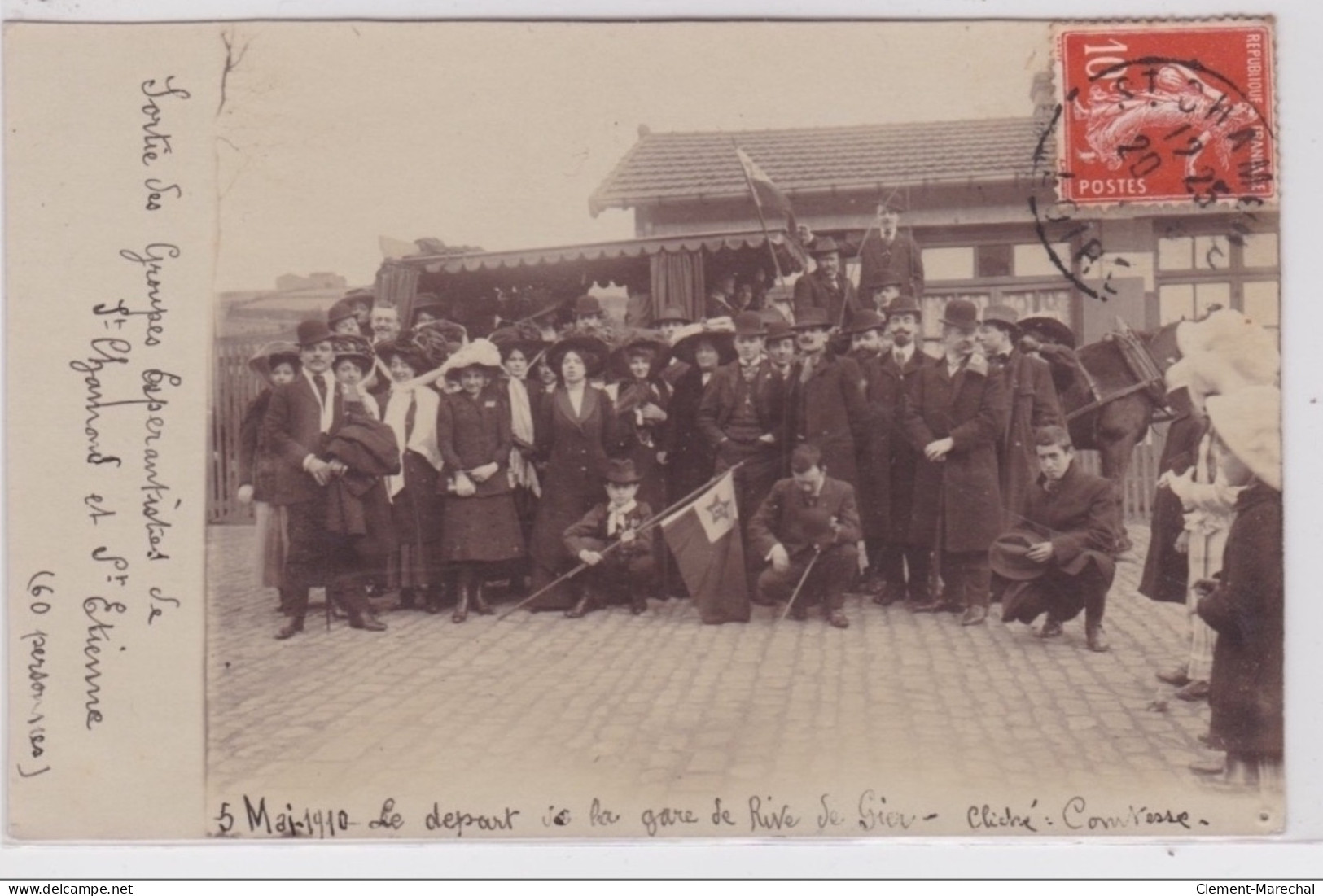 RIVE DE GIER : Carte Photo Du Groupe Esperantiste De Saint Chamond Et Saint Etienne (ESPERANTO) - Très Bon état - Rive De Gier