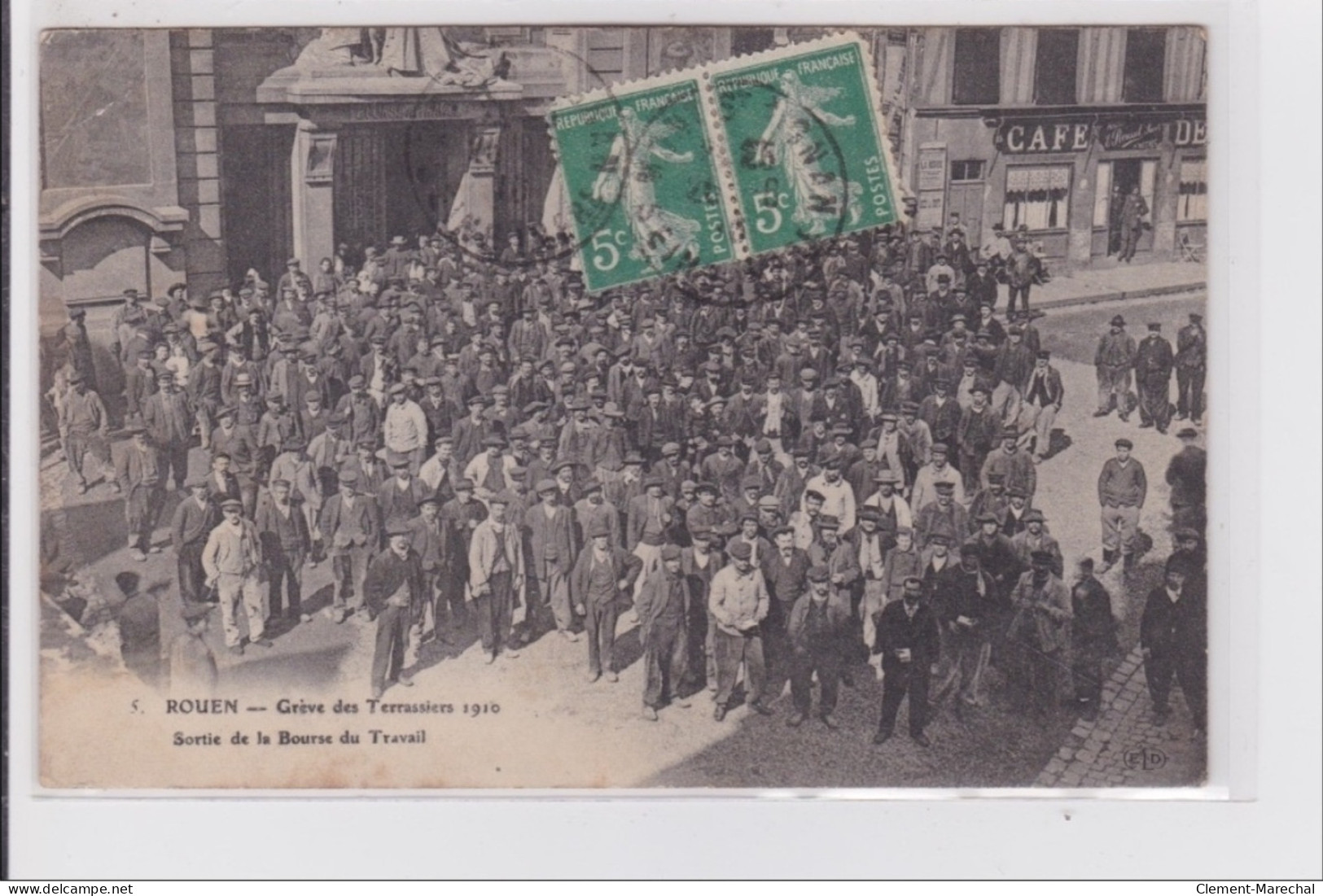 ROUEN : Grèves Des Terrassiers 1910 - Sortie De La Bourse Du Travail - Très Bon état - Rouen